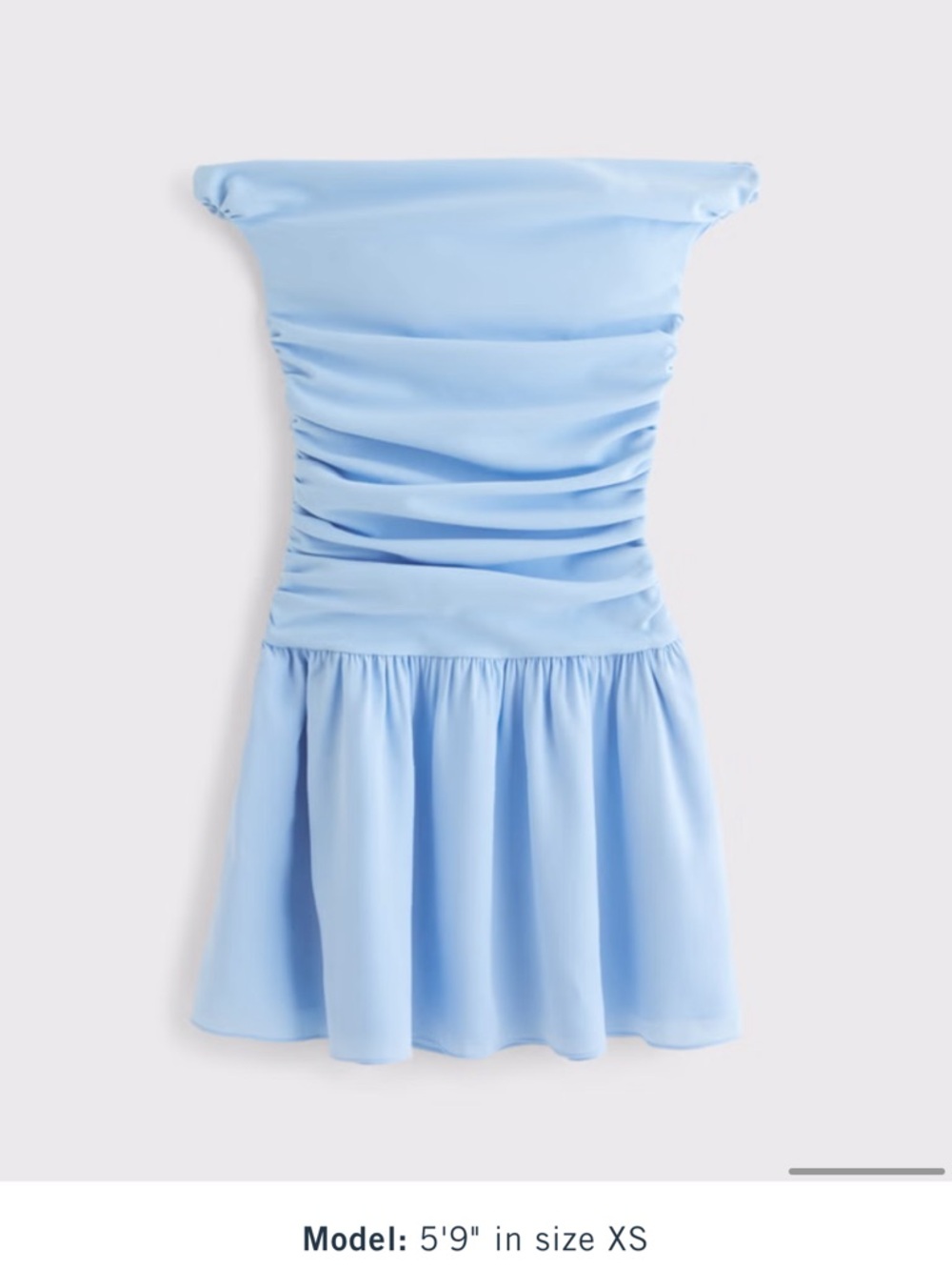 Abercrombie & Fitch Light Blue Off the Shoulder Ruched Mini Dress
